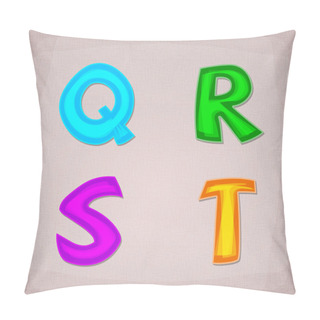Personality  Vector Colorful Font. Q, R, S, T Pillow Covers
