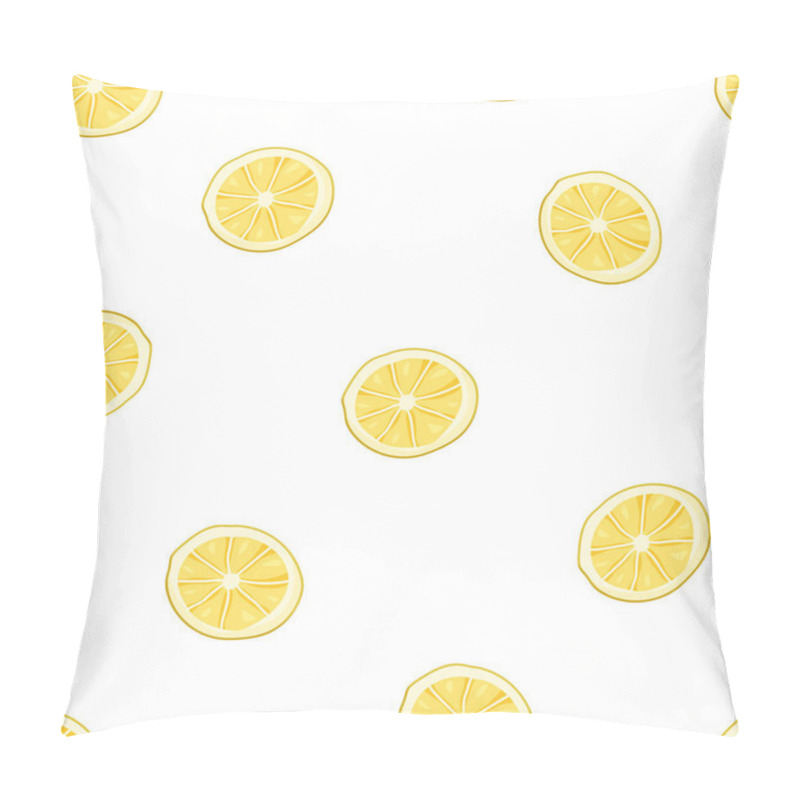 Personality  Seamless food pattern. Cartoon lemon on white background. Flat vector illustration for textile, paper, packaging. Hand drawn citrus fruit pillow covers