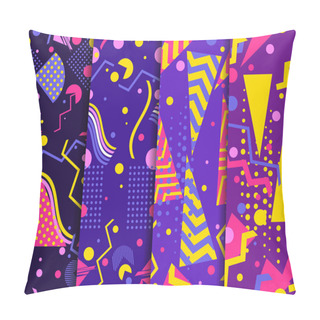 Personality  Memphis Seamless Pattern. Geometric Elements Memphis In The Style Of 80's. Set Of Vector Backgrounds Pillow Covers