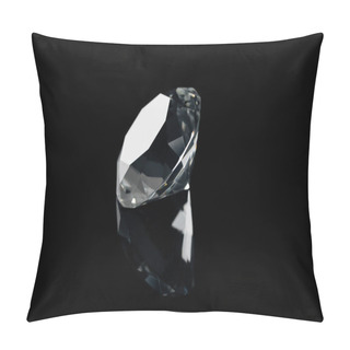 Personality  Pure Shiny Diamond With Reflection Isolated On Black Pillow Covers