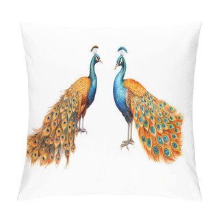 Personality  Peacock Clipart, Isolated Vector Illustration. Pillow Covers
