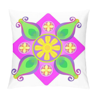 Personality  Vector Art, Cloth Designs Featuring Beautiful Flowers, Intricate Curves, And Vibrant Circles. Pillow Covers