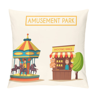 Personality  Amusement Park Theme. Cartoon Vector Illustration Pillow Covers