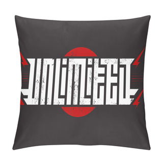 Personality  Unlimited - Music Poster With Red Lightnings And Original Lettering. Unlimited - T-shirt Design. T-shirt Apparels Cool Print With Grunge Effect. Pillow Covers