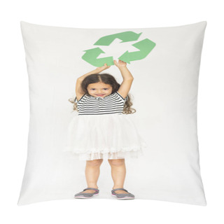 Personality  Girl Holding Recycle Symbol Pillow Covers