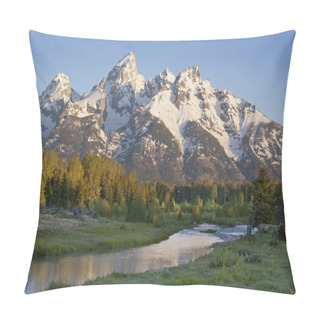 Personality  Grand Teton Mountains With Stream In Morning Light Pillow Covers
