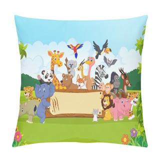 Personality  Cartoon Wild Animals Holding Banner Pillow Covers