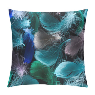 Personality  Seamless Background With Multicolored Feathers Isolated On Black Pillow Covers