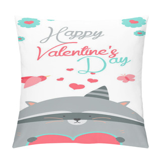 Personality  Happy Valentines Day Invitation With Raccoon Pillow Covers