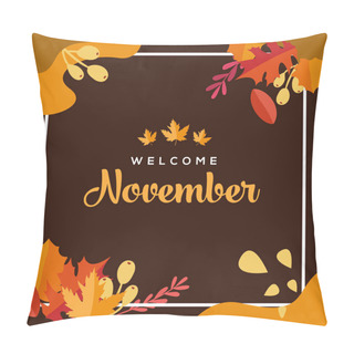 Personality  Hello November Vector Design Illustration For Banner And Background Pillow Covers