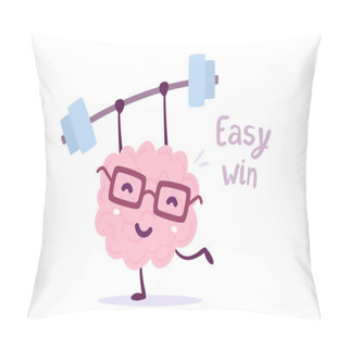 Personality  Vector Illustration Of Pink Color Smile Brain With Glasses Easy  Pillow Covers