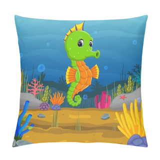 Personality  Cartoon Tropical Sea Horse With Beautiful Underwater World Pillow Covers