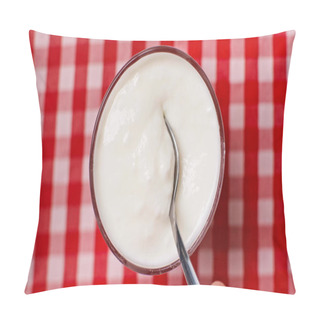Personality  Cropped View Of Man Holding Spoon Near Bowl With Yogurt  Pillow Covers
