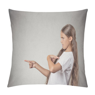 Personality  Surprised Girl Asking You Talking To, Mean Me? Pointing Fingers  Pillow Covers