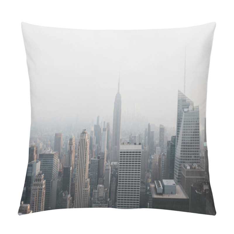 Personality  Aerial view of New York skyline and attractions, USA. pillow covers