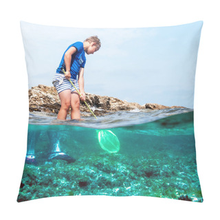 Personality  Boy Fishing In The Sea Pillow Covers