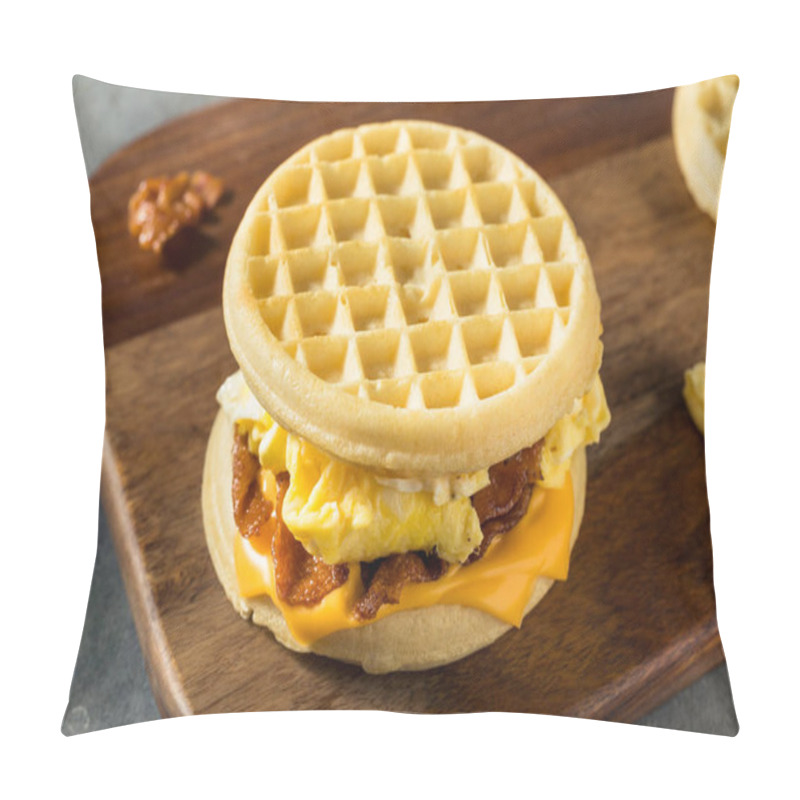 Personality  Homemade Healthy Waffle Breakfast Egg Sandwich Wtih Bacon And Cheese Pillow Covers