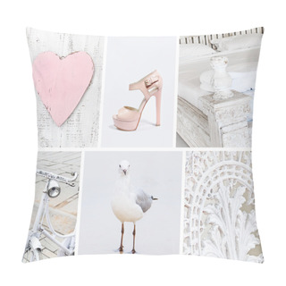 Personality  Collage Of Photos In White Colors Pillow Covers