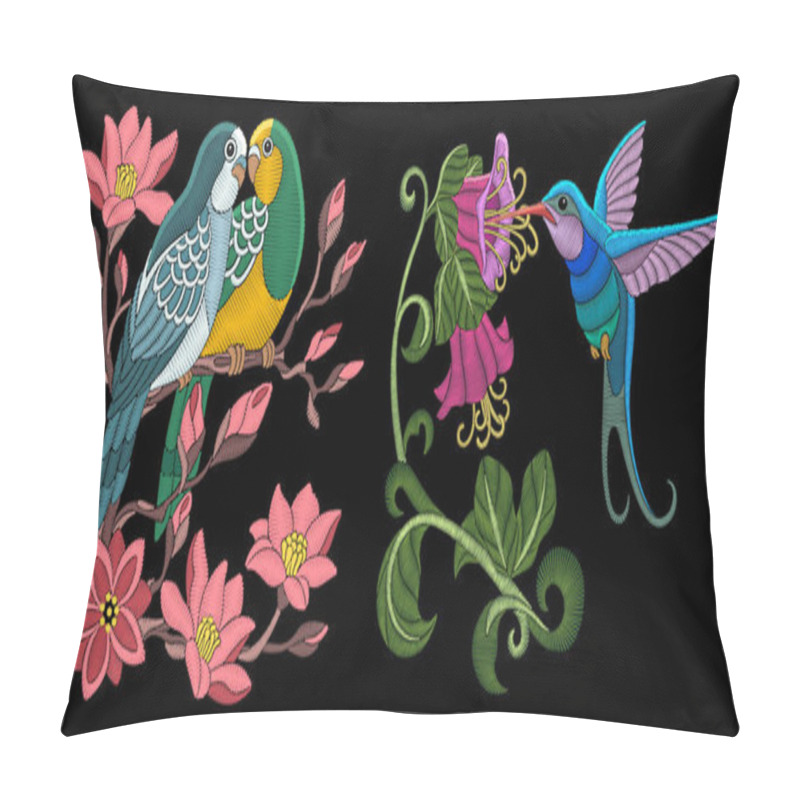 Personality  embroidery birds design pillow covers