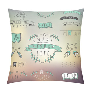 Personality  Hipster Style Words And Elements. Pillow Covers