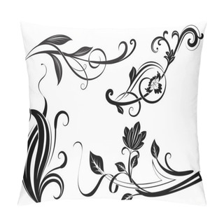 Personality  Black And White Floral Branches Design Elements. Pillow Covers