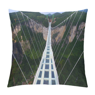 Personality  A View Of The World's Longest And Highest Glass-bottomed Bridge Over The Zhangjiajie Grand Canyon At Wulingyuan Scenic And Historic Interest Area In Zhangjiajie City, Central China's Hunan Province, 12 June 2016 Pillow Covers
