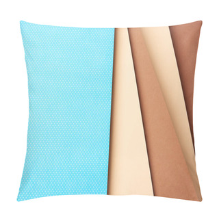 Personality  Abstract Background With Paper Sheets In Blue And Brown Tones Pillow Covers