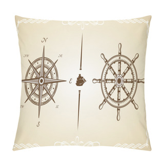 Personality  Vector Vintage Compass And Rudder Pillow Covers