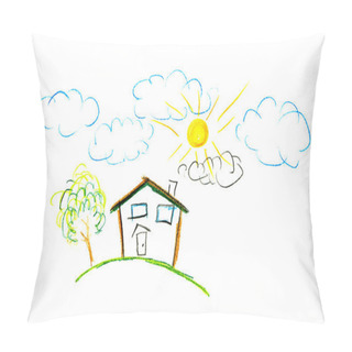 Personality  Child's Drawing Of Their House Pillow Covers