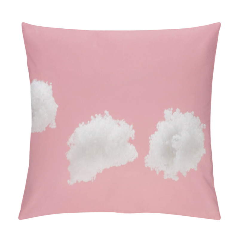 Personality  white fluffy clouds made of cotton wool isolated on pink pillow covers