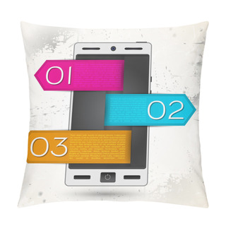 Personality  White Smart Phone On Retro Background Whith 1 2 3 Tegs Pillow Covers