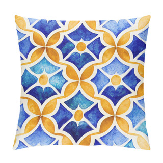 Personality  Seamless Pattern Mosaic Geometric Arabesque, Repetition, In Watercolor And Gouache Technique Pillow Covers