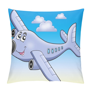 Personality  Cartoon Airplane On Blue Sky Pillow Covers