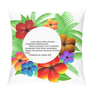 Personality  Palm Leafs And Hibiscuses Frame Pillow Covers