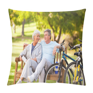 Personality  Elderly Couple With Their Bikes Pillow Covers