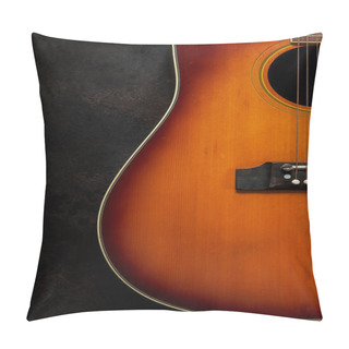 Personality  Acoustic Guitar  On Dark Brown Background Pillow Covers