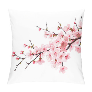 Personality  Branch With Flowers. Japanese Tree. Sakura. Vector Illustration Isolated On White Background Pillow Covers