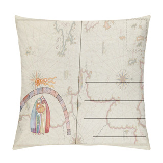 Personality  Hand Drawn Back Postcard With Christmas Nativity Scene Pillow Covers