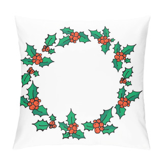 Personality  Christmas Holly Berry Wreath Doodle Pillow Covers
