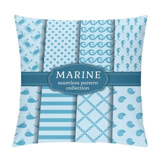Personality  Sea And Nautical Seamless Patterns Set.  Pillow Covers
