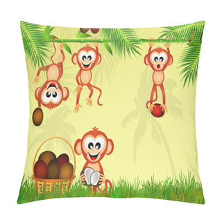 Personality  Monkeys Eat The Coconut Pillow Covers