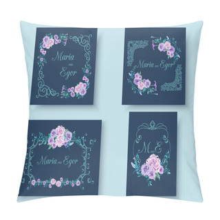 Personality  Vintage Frames With Floral Motifs Of Roses Pillow Covers