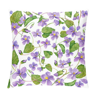 Personality  Spring Flowers Background. Forest Violet And Young Green Grass. Pillow Covers