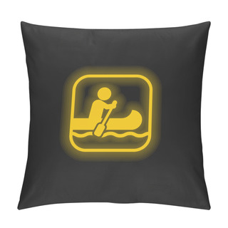 Personality  Boating Sign Yellow Glowing Neon Icon Pillow Covers