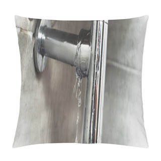 Personality  Damaged Steel Pipe With Water Drops On Grey Background Pillow Covers