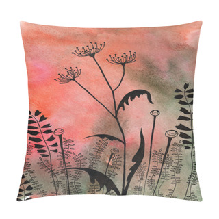 Personality  Watercolor Structure With A Flower Field Pillow Covers
