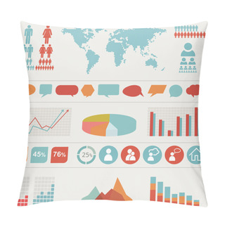 Personality  Retro Infographics Set. Pillow Covers
