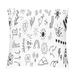 Personality  Hand Drawn Doodle Love Design. Hearts, Love And Elements. Pillow Covers