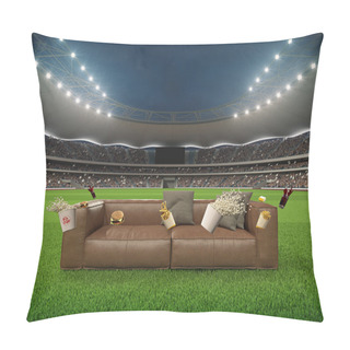 Personality  Stadium With A Sofa In The Middle. 3d Rendering Pillow Covers