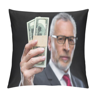 Personality  Businessman Holding Dollar Banknotes Pillow Covers